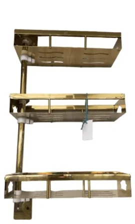 رف شبك ثلاثي ذهبي مع عامود