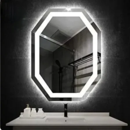 مرايا ليد مضلع اضاءة ابيض -اصفر مقاس60*80 موديل W-Y8717