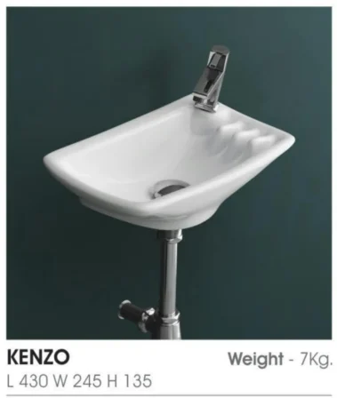مغسلة معلق مشب خلاط جمب موديل KENZO مقاس 43*24.50 ارتفاع 13.50سم