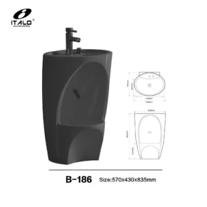 4548 مغسلة وضوء مدور رمادي خزف مع خلاط موديلC206-G