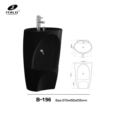 4547 مغسلة وضوء اسود مدور خزف مع خلاط موديلC206-B