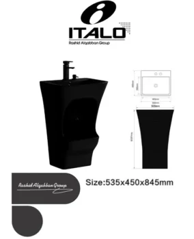 4549 مغسلة وضوء اسود مربع خزف مع خلاط موديل T206-B