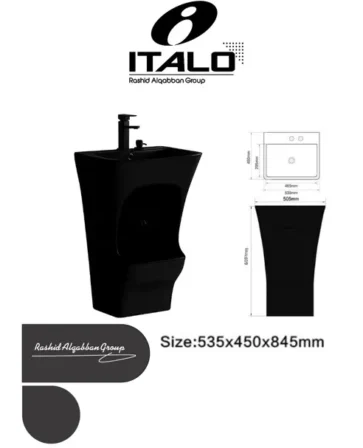 4549  مغسلة وضوء اسود مربع خزف مع خلاط موديل T206-B